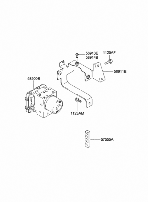 2000 Hyundai Santa Fe Brake Hydraulic Unit Assembly Diagram for 58900-26350