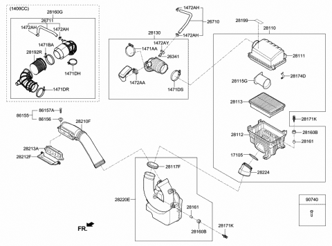 2019 Hyundai Elantra Duct-Extension Diagram for 28212-F2100