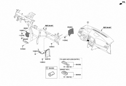 2019 Hyundai Elantra Key Proximity Remote Fob Diagram for 95440-F3002