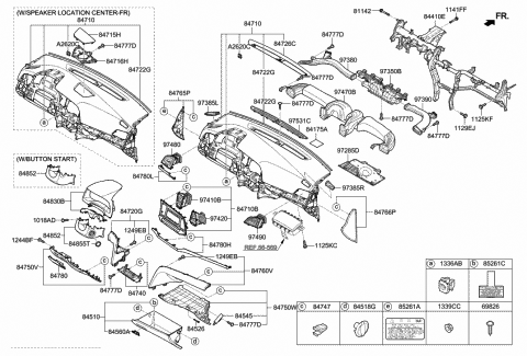 2019 Hyundai Elantra Panel Assembly-C/PAD UPR Driver Si Diagram for 84730-F3500-PKG