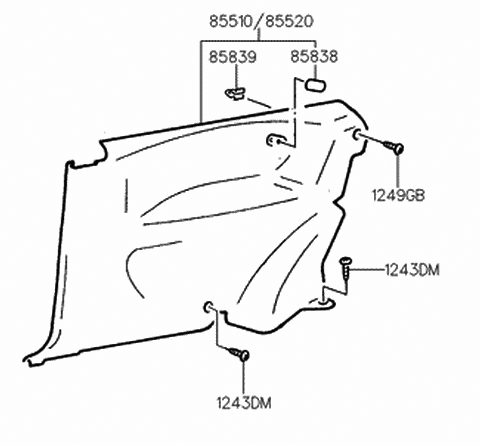1997 Hyundai Accent Hook-Seat Belt Webbing Diagram for 85518-24100-FK