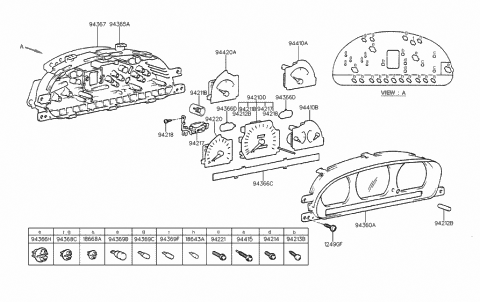 1999 Hyundai Accent Bulb & Cap Diagram for 94369-22500