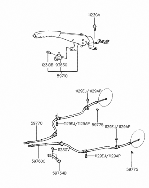 1999 Hyundai Accent Lever Assembly-Parking Brake Diagram for 59710-22101