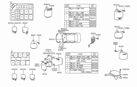 1997 Hyundai Accent Relay Assembly-Power Diagram for 95220-22200