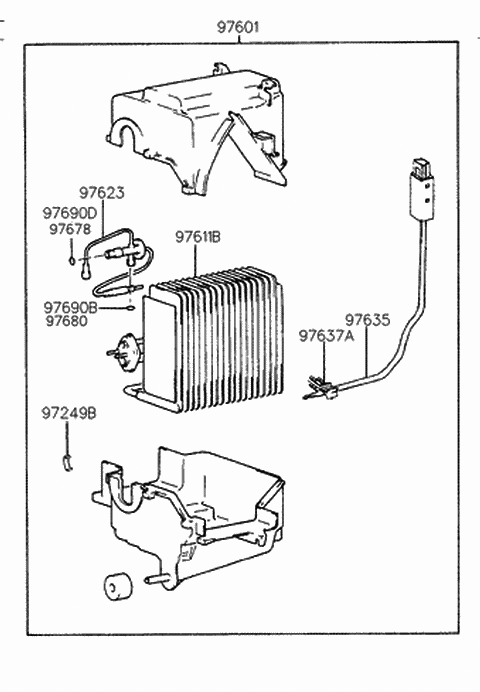1999 Hyundai Accent Core & Seal Assembly-Evaporator Diagram for 97609-22000