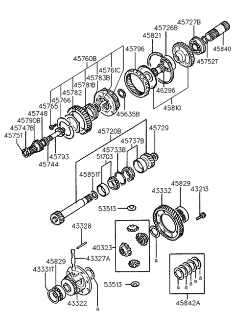 1996 Hyundai Accent Bearing-Differential Case Diagram for 45829-36050
