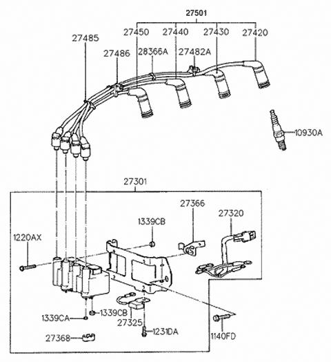 Genuine Hyundai 27430-26080 Spark Plug Cable Assembly Genuine Hyundai 27430-26080 Spark Plug Cable Assembly
