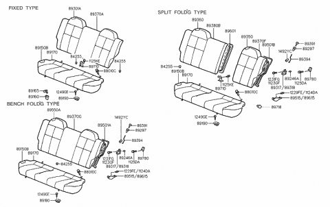 1995 Hyundai Accent Seat Back Cover, Rear, Right Diagram for 89470-22510-MLN