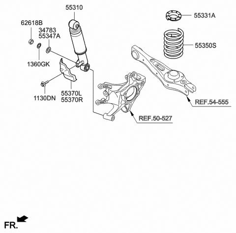 Rear Genuine Hyundai 55310-33102 Shock Absorber Assembly Rear Genuine Hyundai 55310-33102 Shock Absorber Assembly