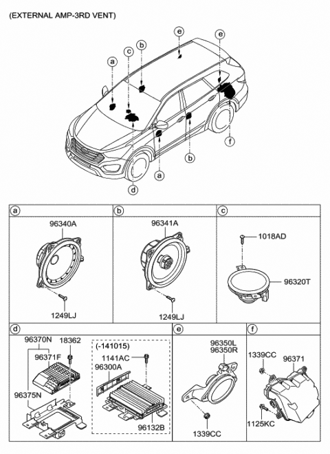 2013 Hyundai Santa Fe Rear Speaker Assembly. Right Diagram for 96361-B8200