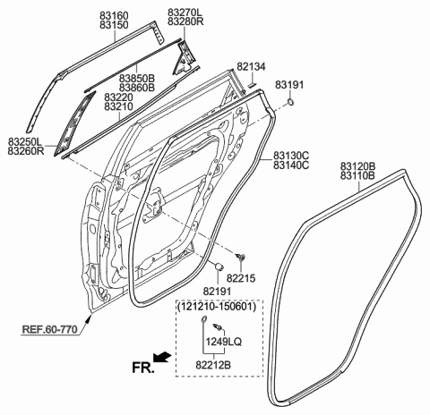 Genuine Hyundai 83130-B8000 Door Weatherstrip Assembly Genuine Hyundai 83130-B8000 Door Weatherstrip Assembly