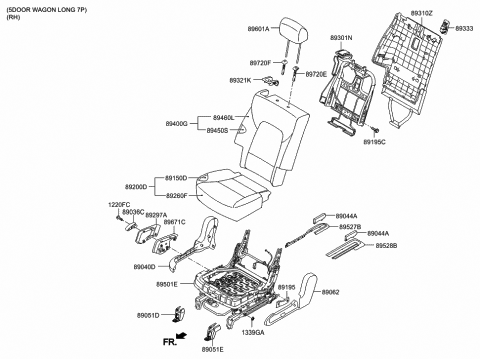 2015 Hyundai Santa Fe 2Nd Back Seat Cover Assembly, Right Diagram for 89460-B8140-ZZH