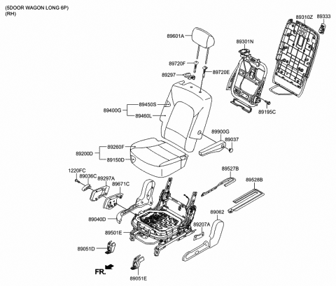 2015 Hyundai Santa Fe ARMREST Assembly-2ND Seat,RH Diagram for 89900-B8440-ZZG