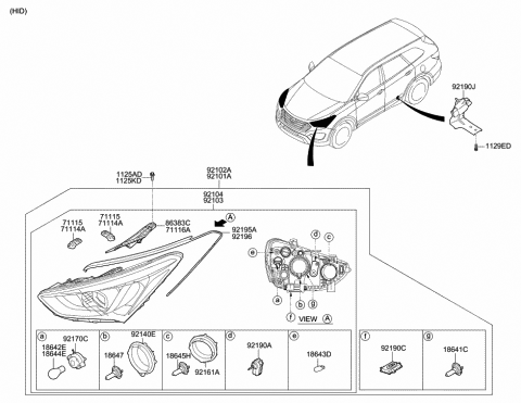 2014 Hyundai Santa Fe Front Turn Signal Lamp Holder Assembly Diagram for 92161-3R010