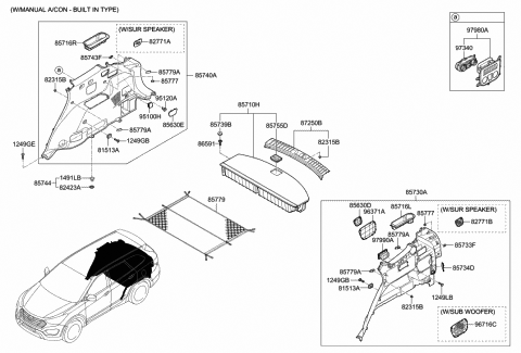 2014 Hyundai Santa Fe Trim Assembly-Luggage Side RH Diagram for 85740-B8540-RYN