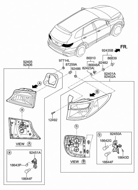 2015 Hyundai Santa Fe Cap Diagram for 92436-3B000