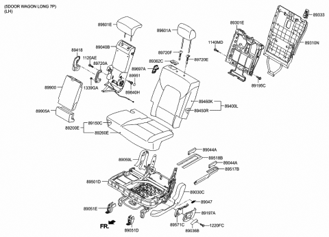2013 Hyundai Santa Fe Cushion Assembly-2ND Seat,LH Diagram for 89100-B8150-ZZG