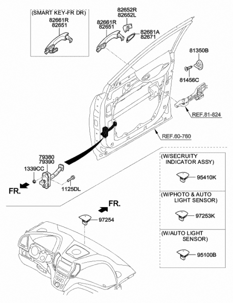 2015 Hyundai Santa Fe Checker Assembly-Front Door,RH Diagram for 79390-2W010