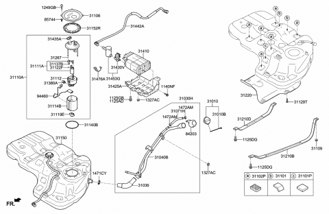 2013 Hyundai Santa Fe Hose-Fuel Filler Neck Diagram for 31036-B8500