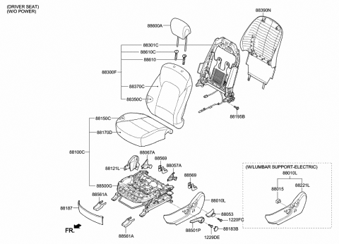 2013 Hyundai Santa Fe Front Driver Side Seat Back Covering Diagram for 88360-B8040-ZZG
