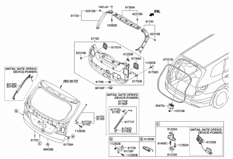 2014 Hyundai Santa Fe Panel Assembly-Tail Gate Trim Diagram for 81750-B8000-RYN