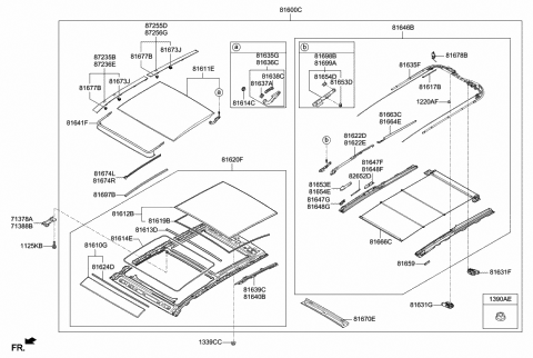 2014 Hyundai Santa Fe Panorama Roof Assembly Diagram for 81600-B8110-VYN