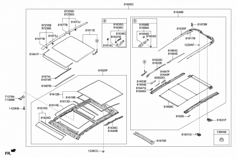2014 Hyundai Santa Fe Rail-PANORAMAROOF Rear,LH Diagram for 81639-B8000