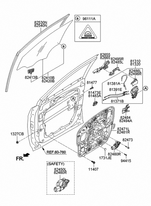 2014 Hyundai Santa Fe Bracket-Front Outside Handle Support Diagram for 82495-2W000