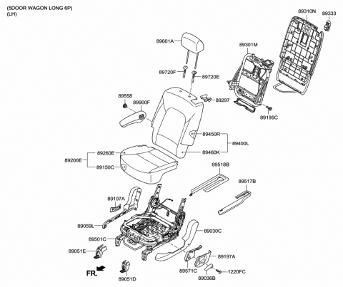 2014 Hyundai Santa Fe 2Nd Seat Armrest Assembly, Left Diagram for 89900-B8340-ZZG