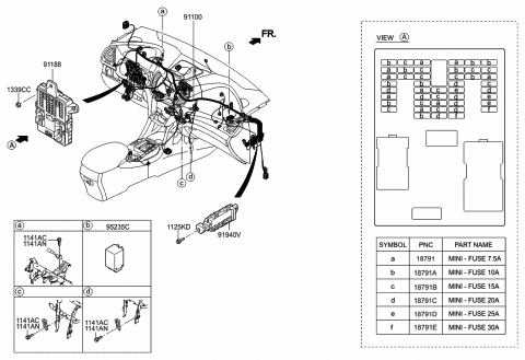2015 Hyundai Santa Fe Ignition Control Module Relay Box Assembly Diagram for 91940-2W520