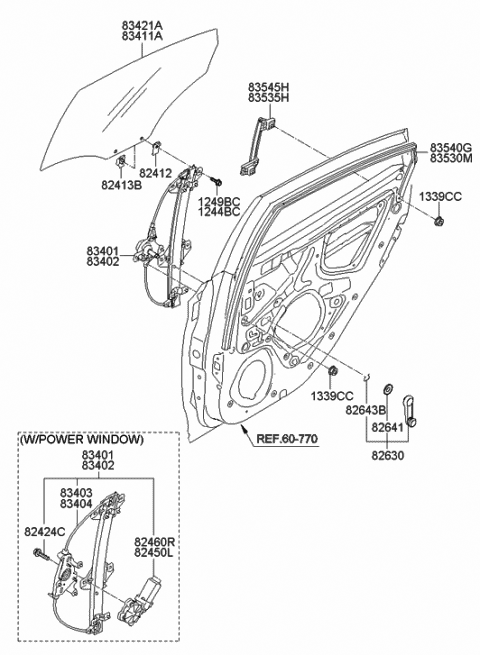 2014 Hyundai Accent Rear Left Power Window Regulator Assembly Diagram for 83403-1R010