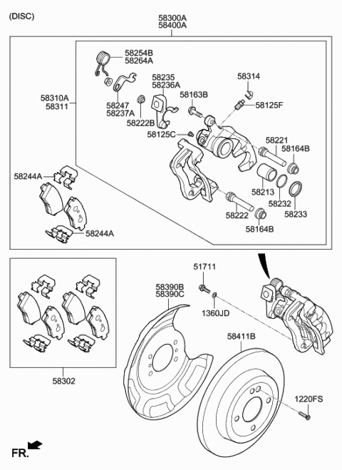 2012 Hyundai Accent Disc Brake Assembly-Rear,RH Diagram for 58400-1R300
