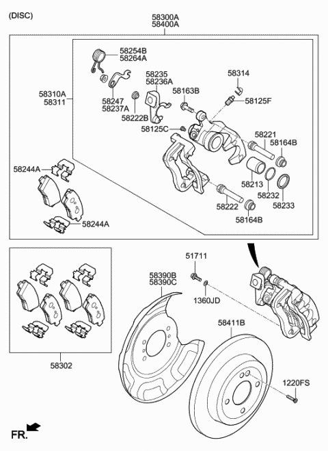 Disc brake parts diagram