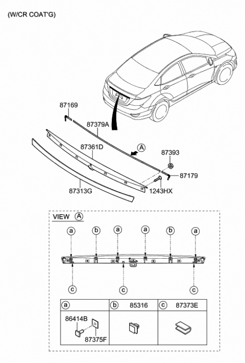 2011 Hyundai Accent Strip-T/LID GARNISH Diagram for 87372-1R000