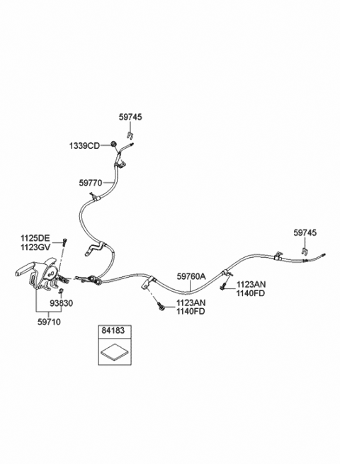 2014 Hyundai Accent Lever Assembly-Parking Brake Diagram for 59710-1R150-RY