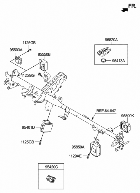 2013 Hyundai Accent Remote Keyless Transmitter Diagram for 95430-1R200