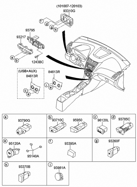 2013 Hyundai Accent Lamp Assembly-Telltale Diagram for 95950-1R000