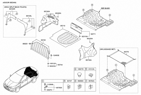 2011 Hyundai Accent Mat Assembly-Luggage Covering Diagram for 85710-1R000-RY