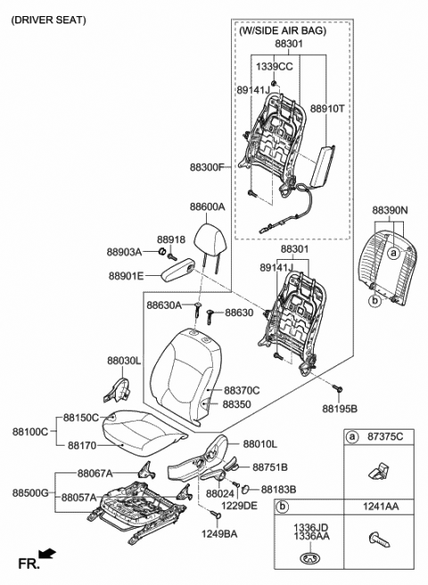 2011 Hyundai Accent Knob-Front Cushion Height Driver Diagram for 88195-3X000-9Y