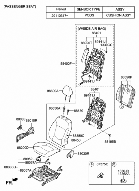 2012 Hyundai Accent Shield Cover-Front Seat Drive Inner Diagram for 88081-1R000-B1