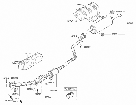 2012 Hyundai Accent Rear Muffler Assembly Diagram for 28710-1R220