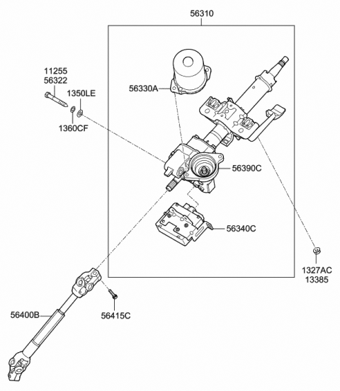 2013 Hyundai Accent Column Assembly-Upper Diagram for 56310-1R300