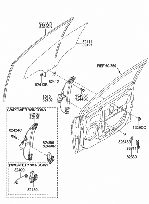 2014 Hyundai Accent Front Right Power Window Regulator Assembly Diagram for 82404-0U010