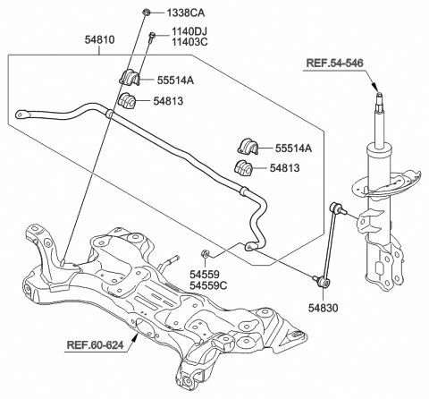 Front Genuine Hyundai 54801-26100 Stabilizer Bar Assembly