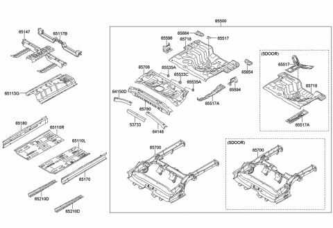 2014 Hyundai Accent Panel Assembly-Center Floor,Center Diagram for 65113-1R300