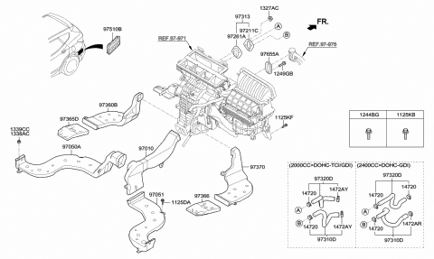 2017 Hyundai Santa Fe Sport Duct-Rear Heating,RH Diagram for 97370-4Z000
