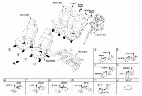 Front Genuine Hyundai 88562-4Z000-RYN Seat Mounting Cover Outer Right Front Genuine Hyundai 88562-4Z000-RYN Seat Mounting Cover Outer Right