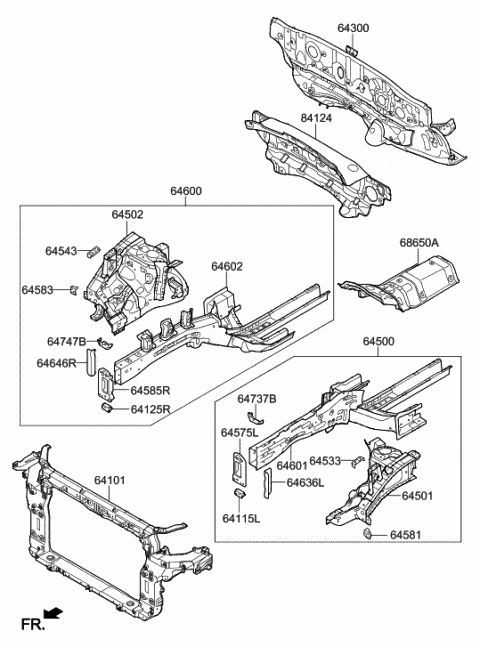 Genuine Hyundai 64502-25300 Fender Apron Panel Assembly Genuine Hyundai 64502-25300 Fender Apron Panel Assembly