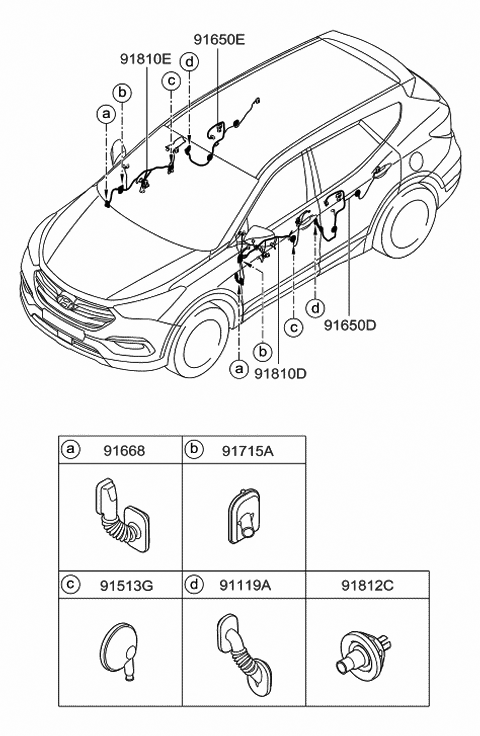2018 Hyundai Santa Fe Sport Grommet Diagram for 91981-2W010