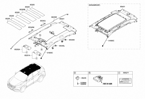 2016 Hyundai Santa Fe Sport Handle Assembly-Roof Assist Rear,R Diagram for 85340-3S100-OM